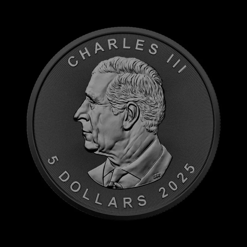 2025 1 oz Silver Maple Leaf — Black Platinum & Ruthenium Ennobled - Image 2