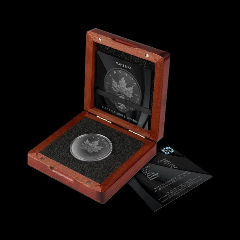 2025 1 oz Silver Maple Leaf — Black Platinum & Ruthenium Ennobled - Image 3