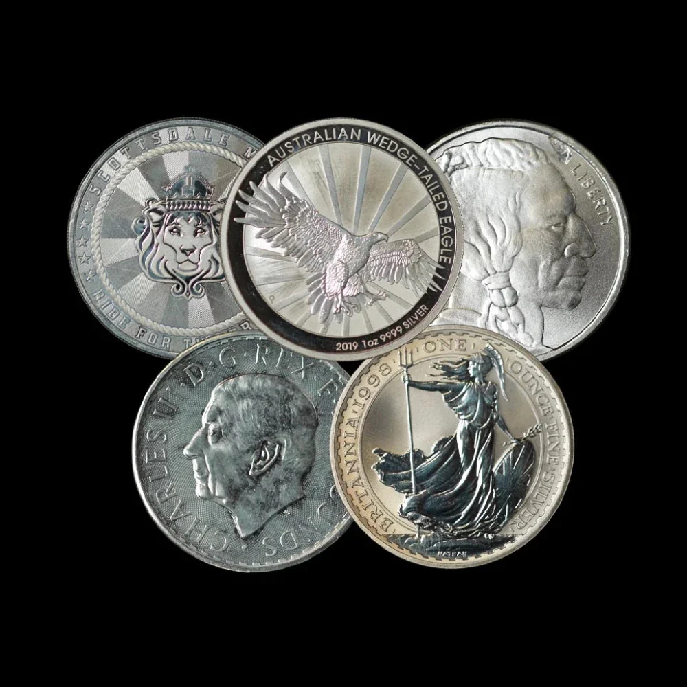1 oz Silver Coins & Rounds – Secondary Market (Varied Condition)
