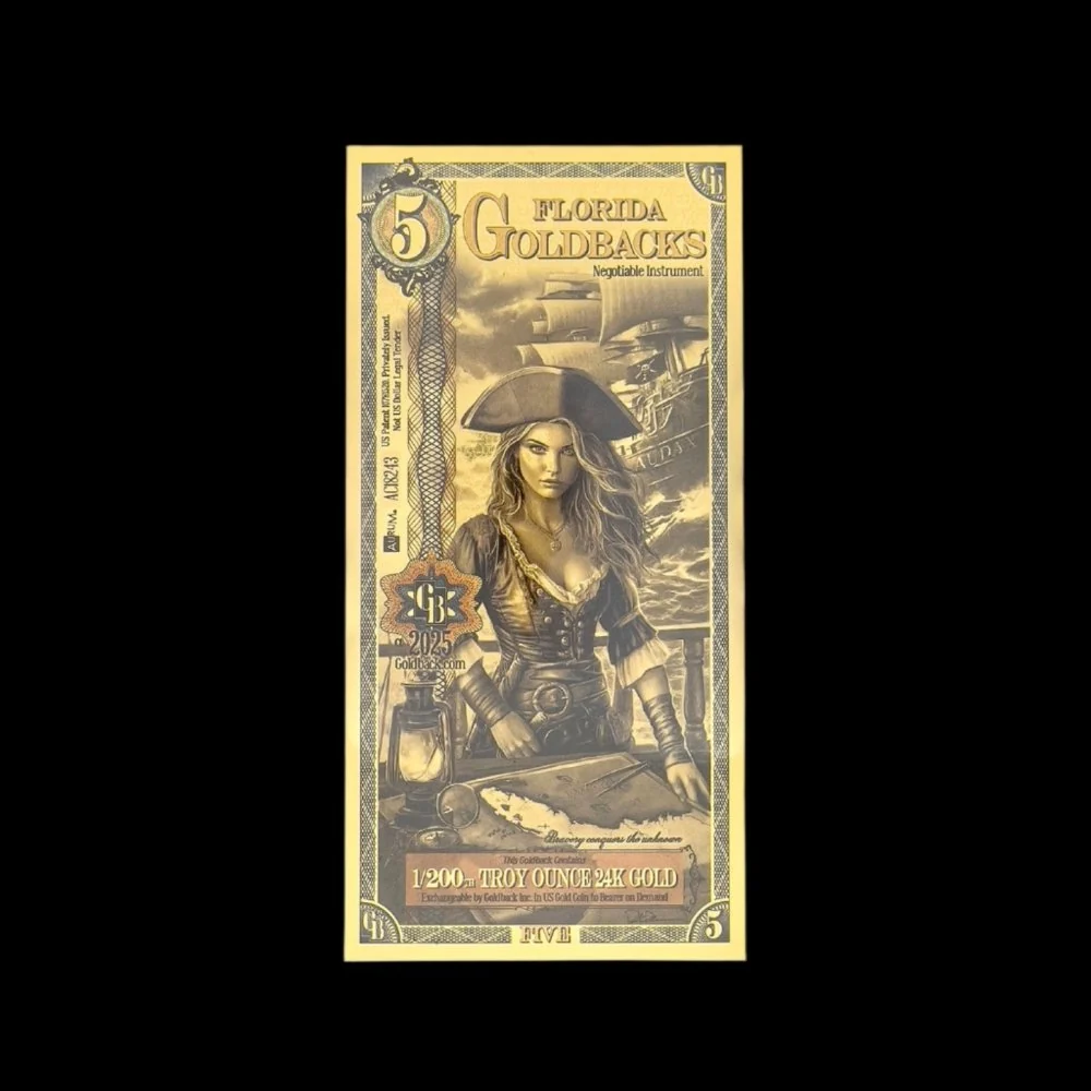 5 Florida Goldback — Gold Foil Note (1/200 oz Gold)