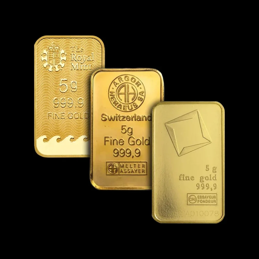 5 Gram Gold Bar (Random Brands, .9999, BU)