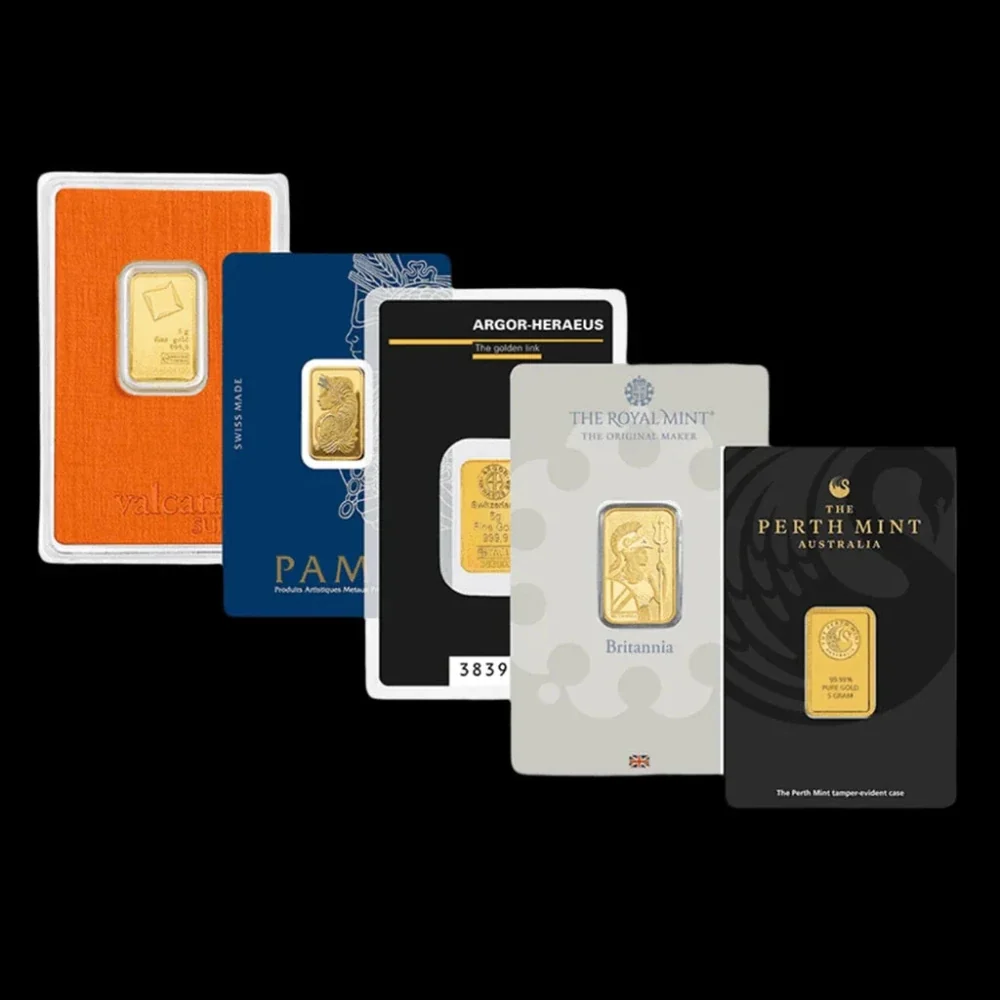 5 Gram Gold Bar (Random Brands, .9999, BU) - Image 2